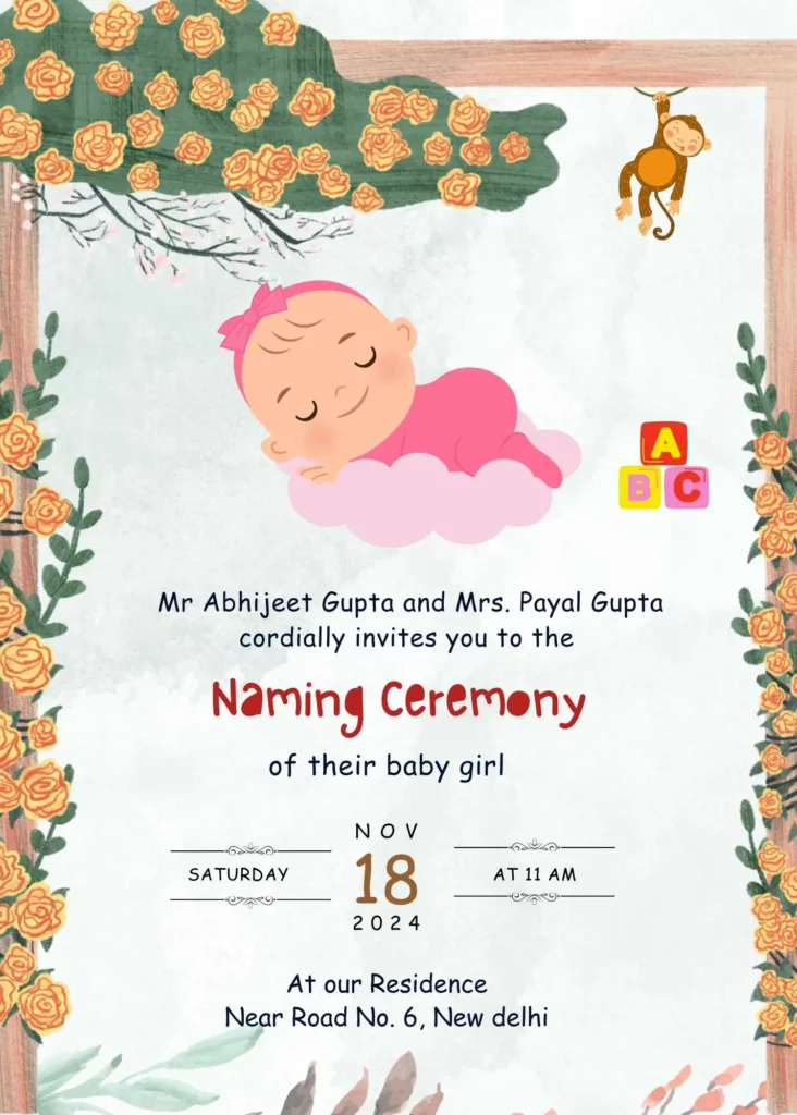 Naming ceremony invitation card online