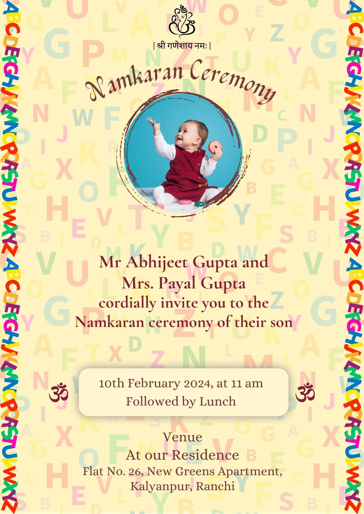 Namkaran invitation card