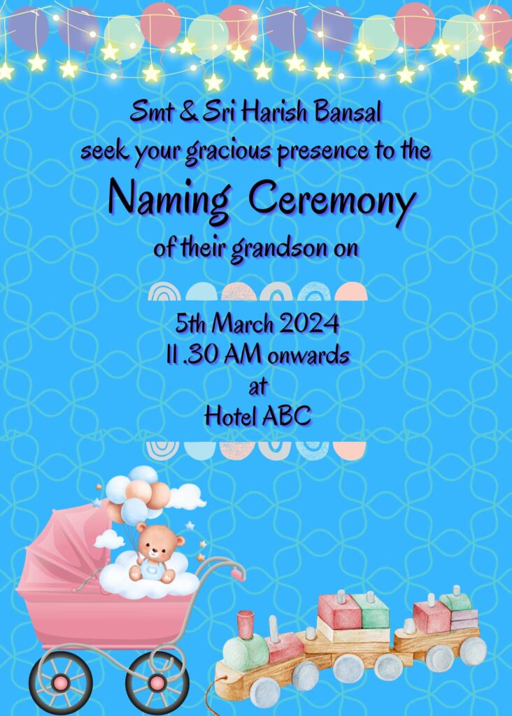 Naming ceremony invitation of girl