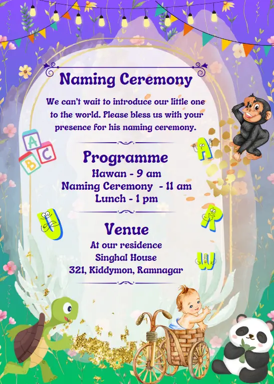 Naming ceremony invitation Template